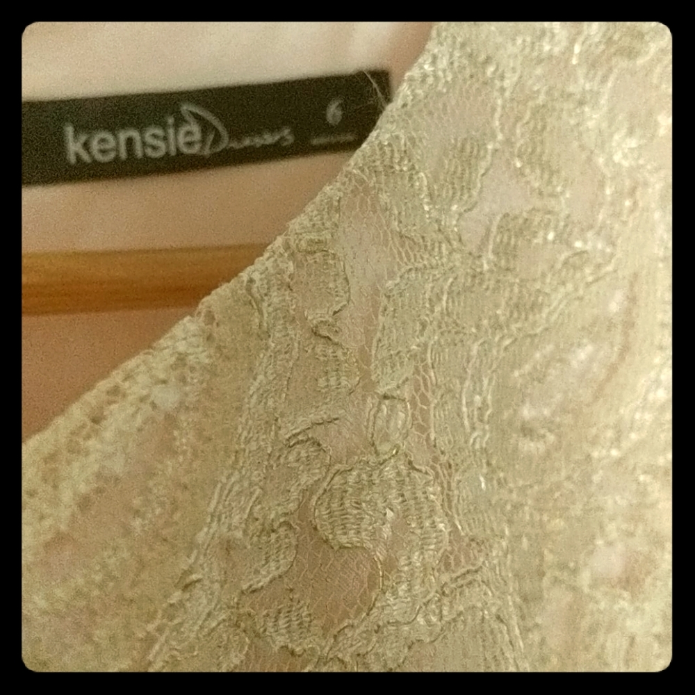 Cream/gold trim Lace party dress